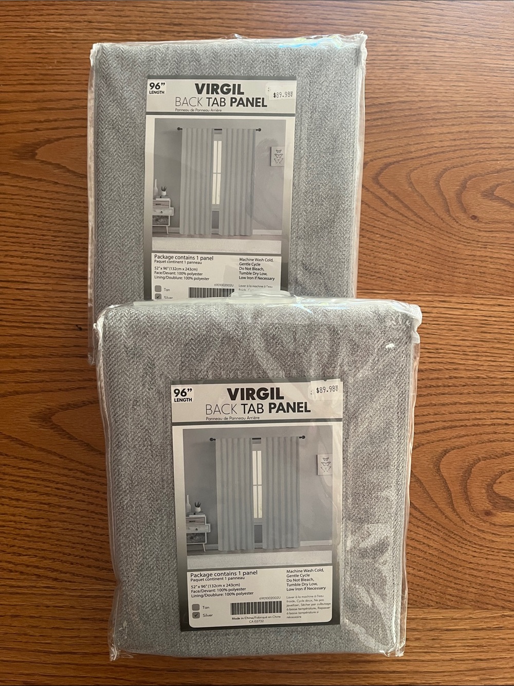 NEW In Package Set of 2 Panels Virgil Back Tab Curtain Panels - 52" x 96”